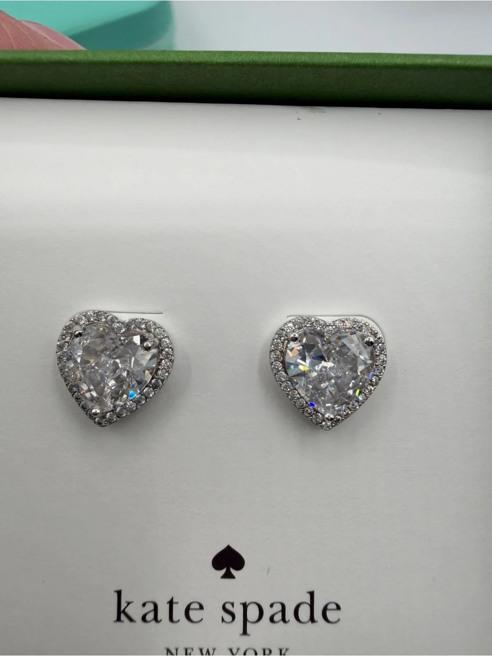 Kate Spade NWT My Love Pave CZ Silver Heart Earrings